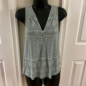 Lucky Brand Sage Green Sleeveless Cotton Blouse